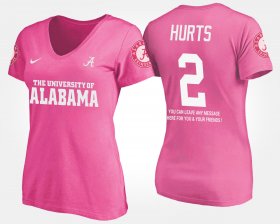 #2 Jalen Hurts Name and Number Bama With Message Womens Pink T-Shirts 386167-846 #2 Jalen Hurts Name and Number Bama With Message Womens Pink T-Shirts 386167-846