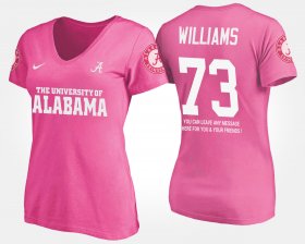 #73 Jonah Williams Name and Number Alabama With Message Womens Pink T-Shirt 363930-699