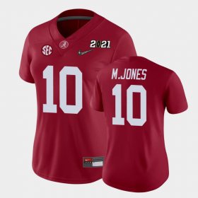 #10 Mac Jones 2021 National Championship Bama College Football Women's Crimson Jersey 376274-130
