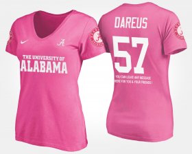#57 Marcell Dareus Name and Number University of Alabama With Message Women Pink T-Shirt 619894-915
