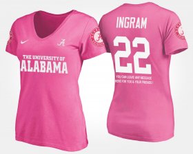 #22 Mark Ingram Name and Number Bama With Message Womens Pink T-Shirt 572391-735