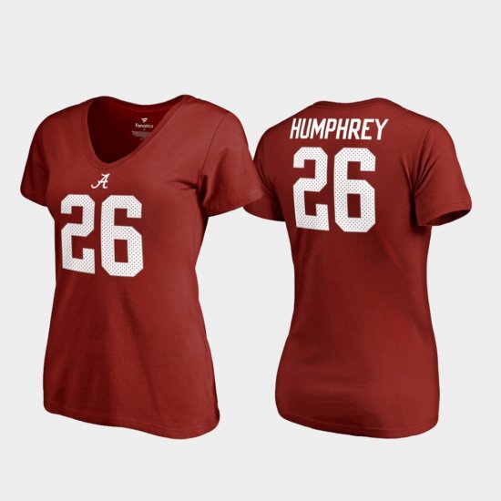 #26 Marlon Humphrey College Legends Bama V-Neck Womens Crimson T-Shirts 666710-615