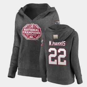 #22 Najee Harris 2020 National Champions Alabama Pullover V-Neck Women's Charcoal Hoodies 663066-574