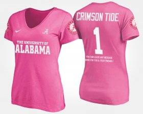 #1 Name and Number Alabama No.1 Short Sleeve With Message Women's Pink T-Shirt 602002-950
