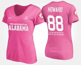 #88 O.J. Howard Name and Number University of Alabama With Message Women's Pink T-Shirts 538610-263