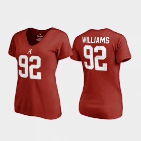 #92 Quinnen Williams College Legends University of Alabama V-Neck Name & Number Womens Crimson T-Shirt 118029-733 #92 Quinnen Williams College Legends University of Alabama V-Neck Name & Number Womens Crimson T-Shirt 118029-733