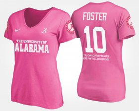 #10 Reuben Foster Name and Number Alabama Crimson Tide With Message Womens Pink T-Shirt 626128-753