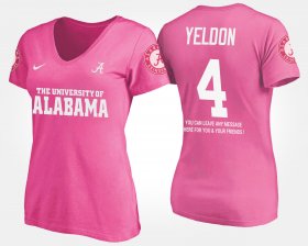 #4 T.J. Yeldon Name and Number Alabama Crimson Tide With Message Women's Pink T-Shirts 267120-345